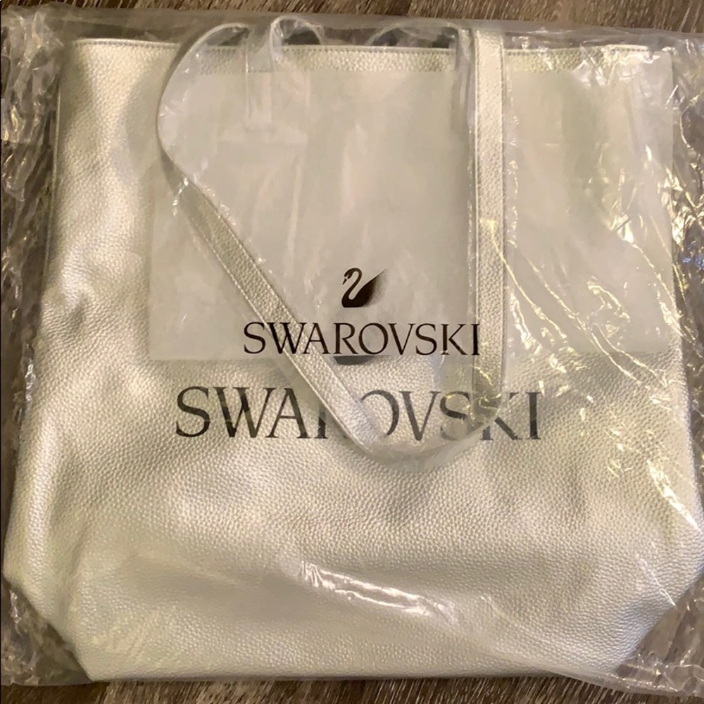 New!❤️Sale! Swarovski Silver Leather Tote Bag